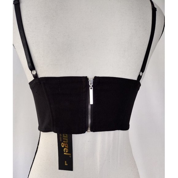 Like an Angel Black Vegan Leather Bustier Crop Top - Picture 6 of 11